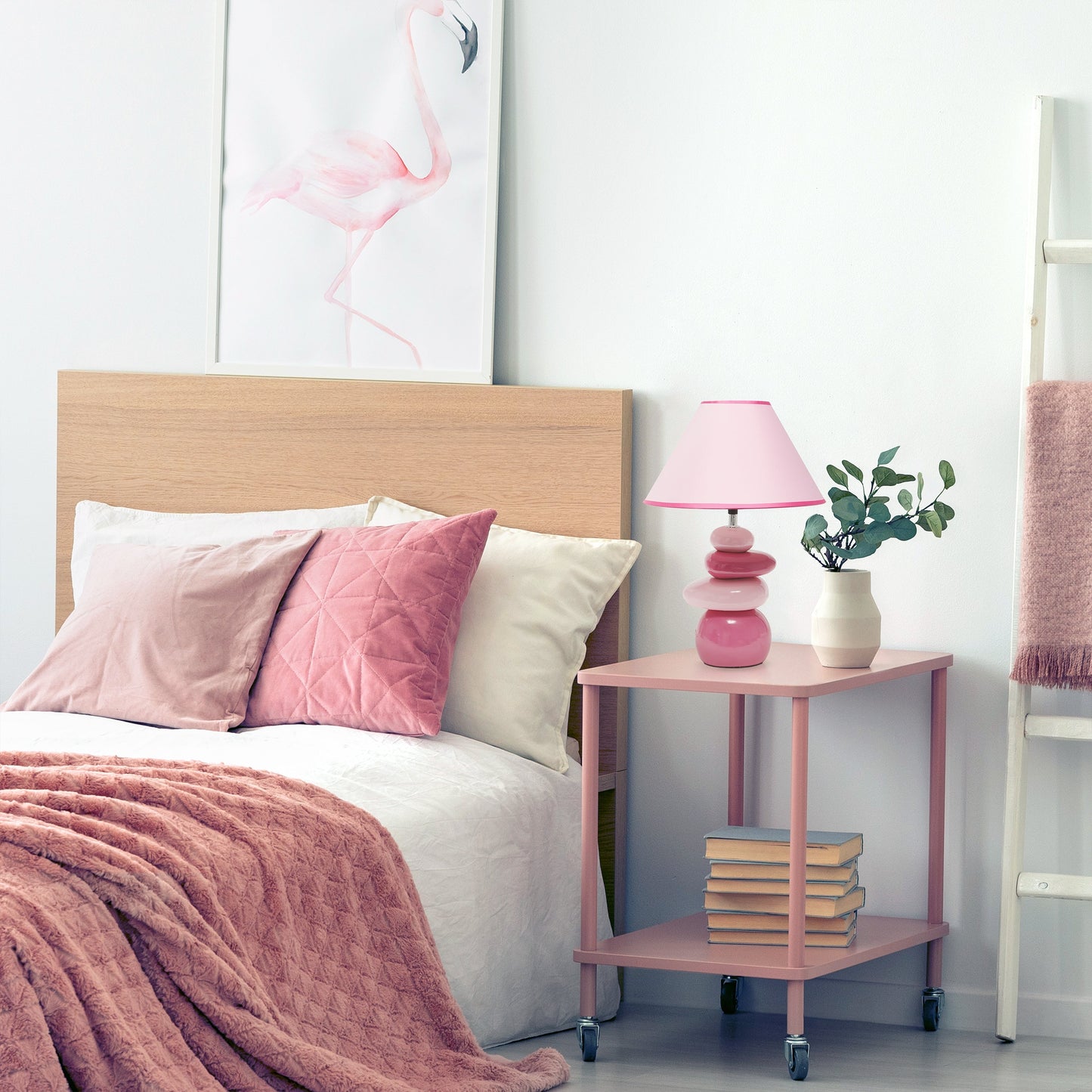 All The Rages Priva 17" Pink Contemporary Ceramic Stacking Stones Table Lamp