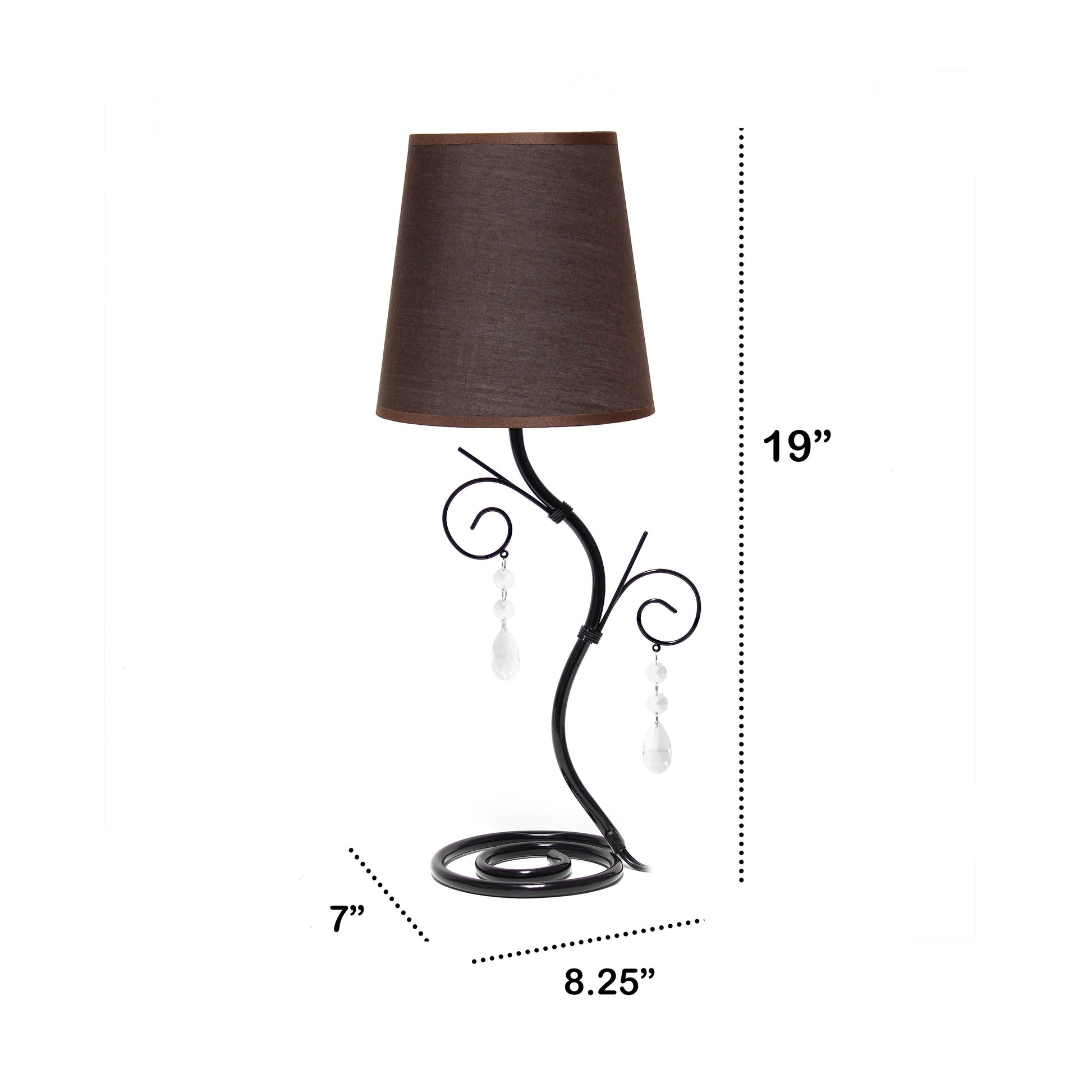 All The Rages Priva 19" Black Metal Table Lamp With Brown Fabric Shade