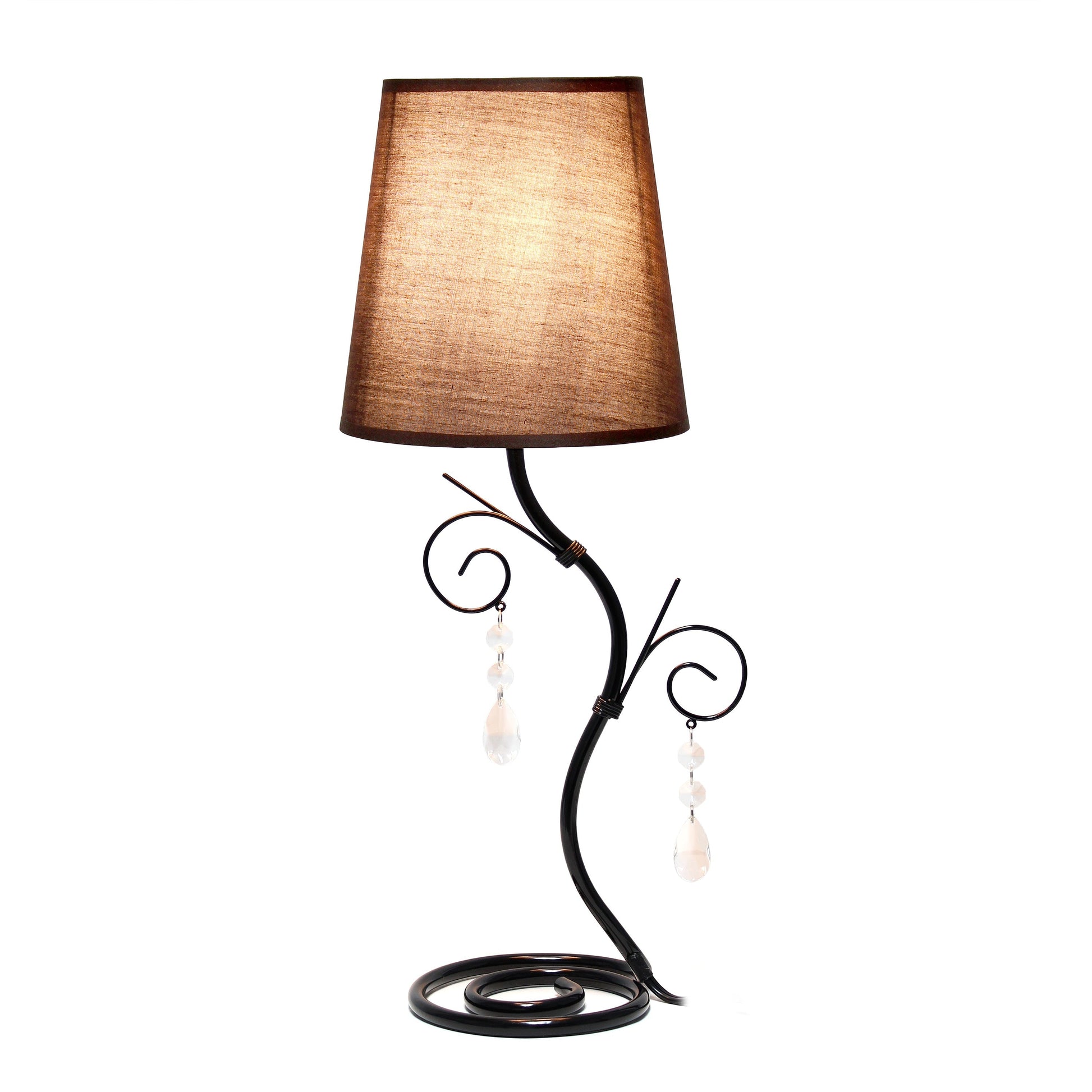 All The Rages Priva 19" Black Metal Table Lamp With Brown Fabric Shade