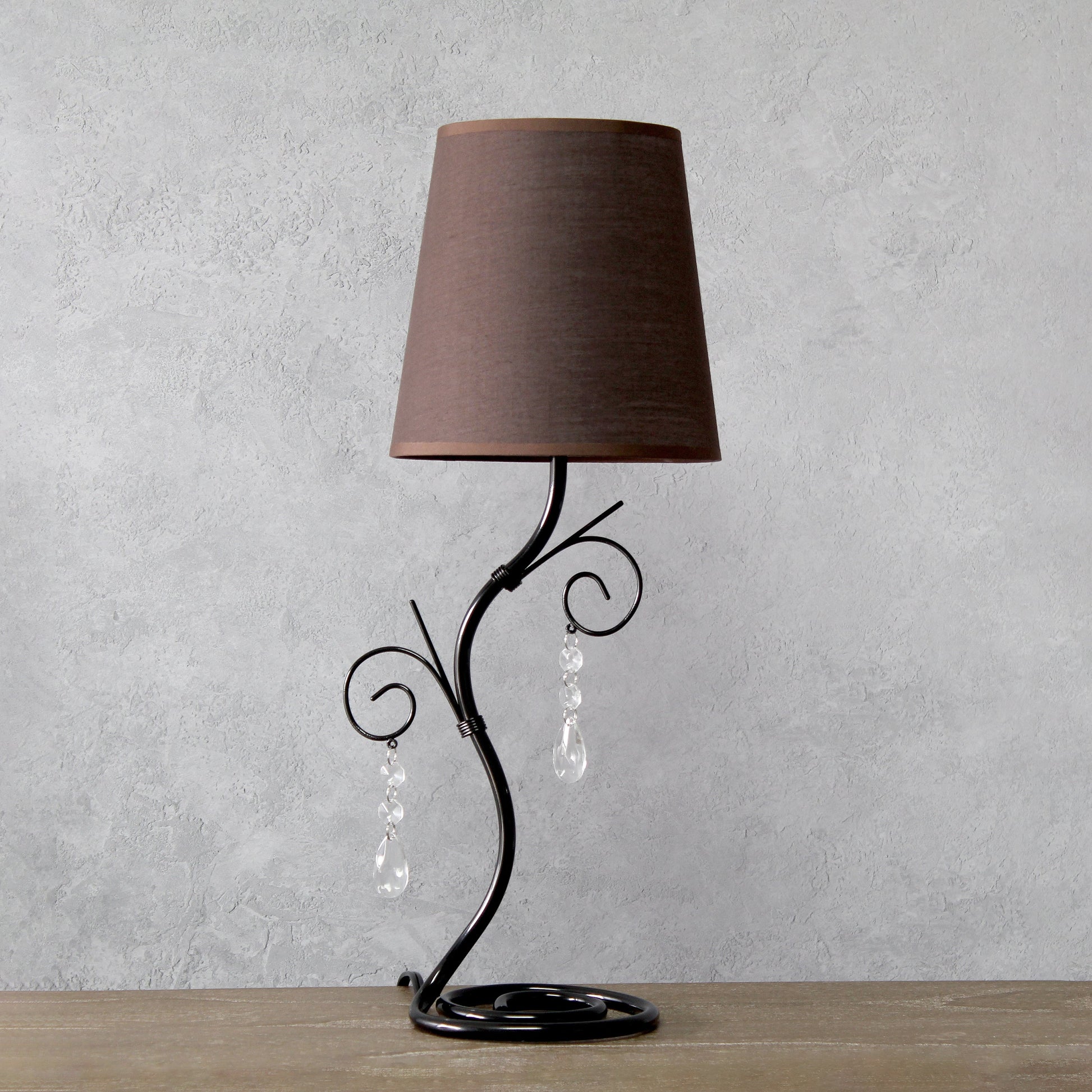 All The Rages Priva 19" Black Metal Table Lamp With Brown Fabric Shade