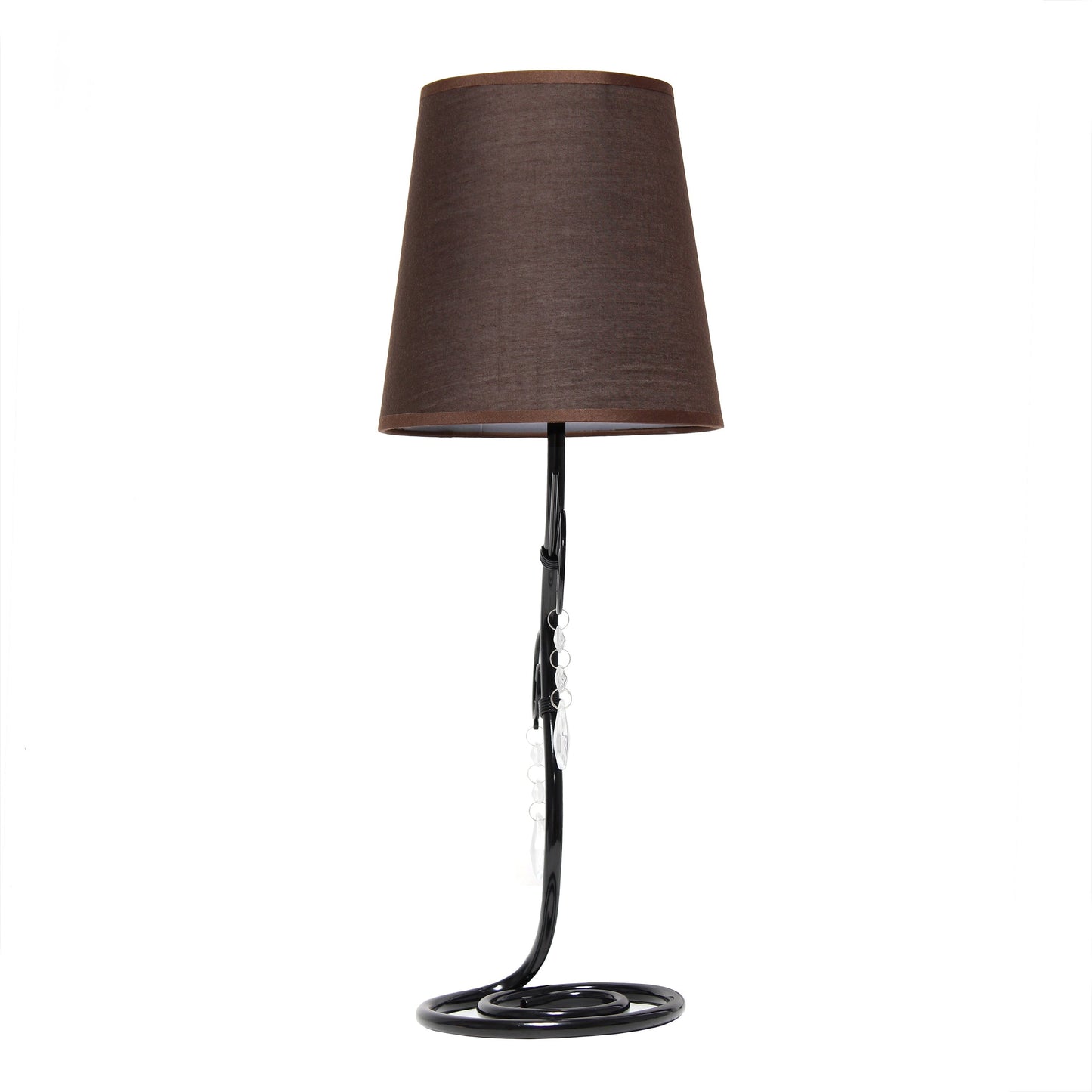 All The Rages Priva 19" Black Metal Table Lamp With Brown Fabric Shade