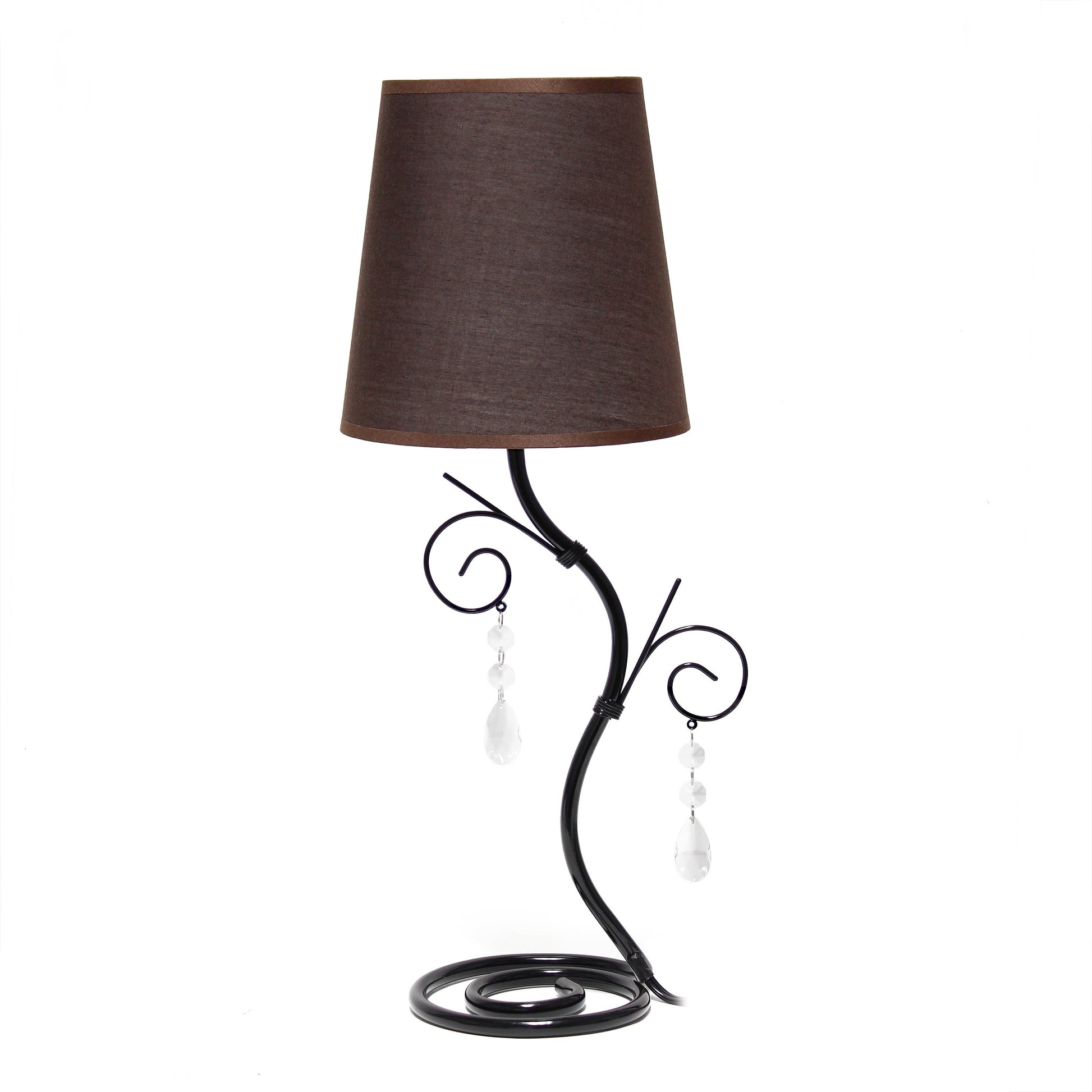 All The Rages Priva 19" Black Metal Table Lamp With Brown Fabric Shade