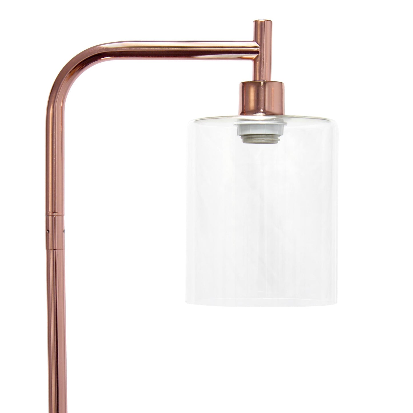 All The Rages Rose Gold Modern Iron Lantern Floor Lamp With Glass Shade