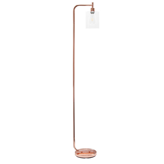 All The Rages Rose Gold Modern Iron Lantern Floor Lamp With Glass Shade