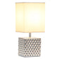 All The Rages Simple Designs 12" Hammered Metallic Chrome Square Table Lamp With Rectangular White Fabric Shade