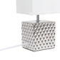 All The Rages Simple Designs 12" Hammered Metallic Chrome Square Table Lamp With Rectangular White Fabric Shade