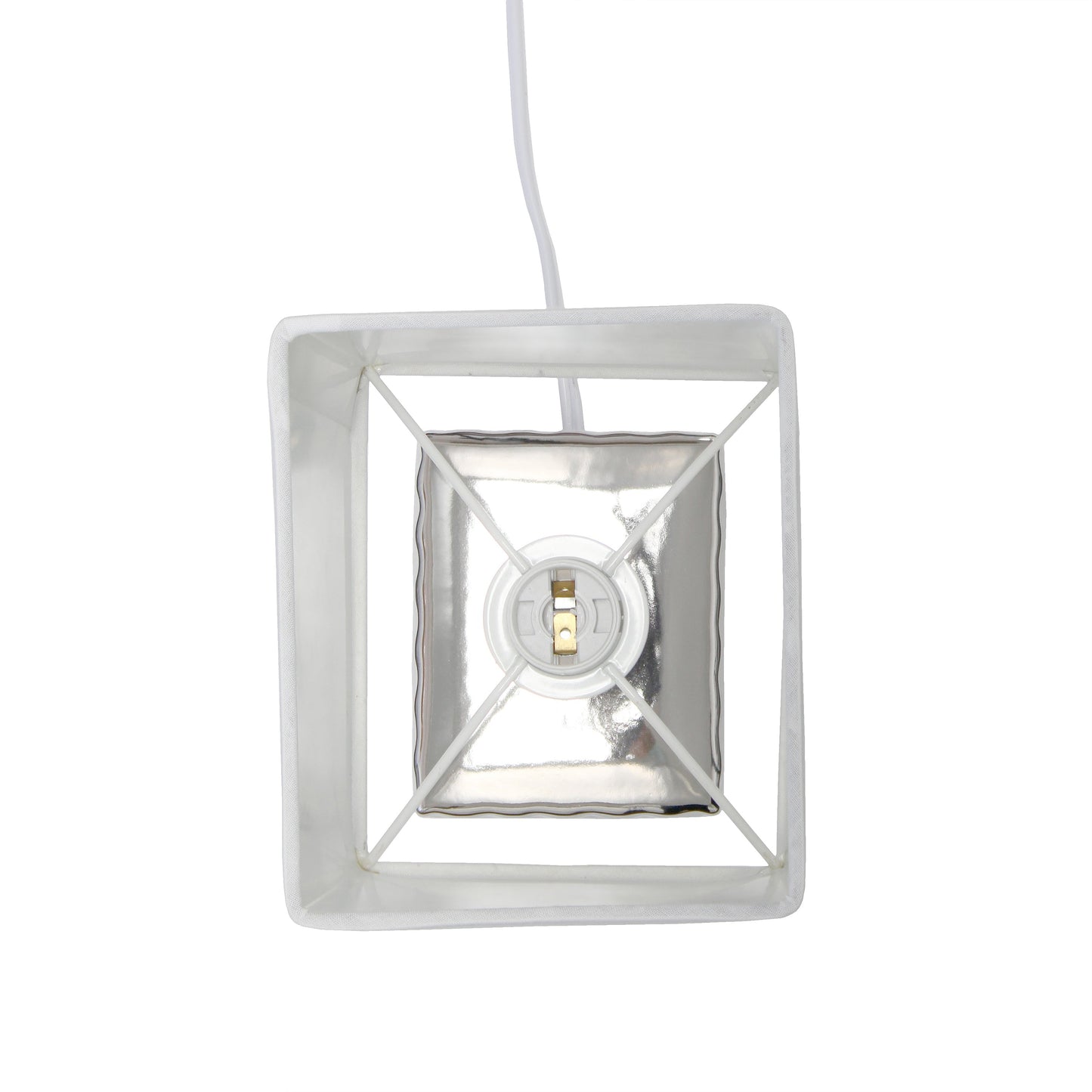 All The Rages Simple Designs 12" Hammered Metallic Chrome Square Table Lamp With Rectangular White Fabric Shade