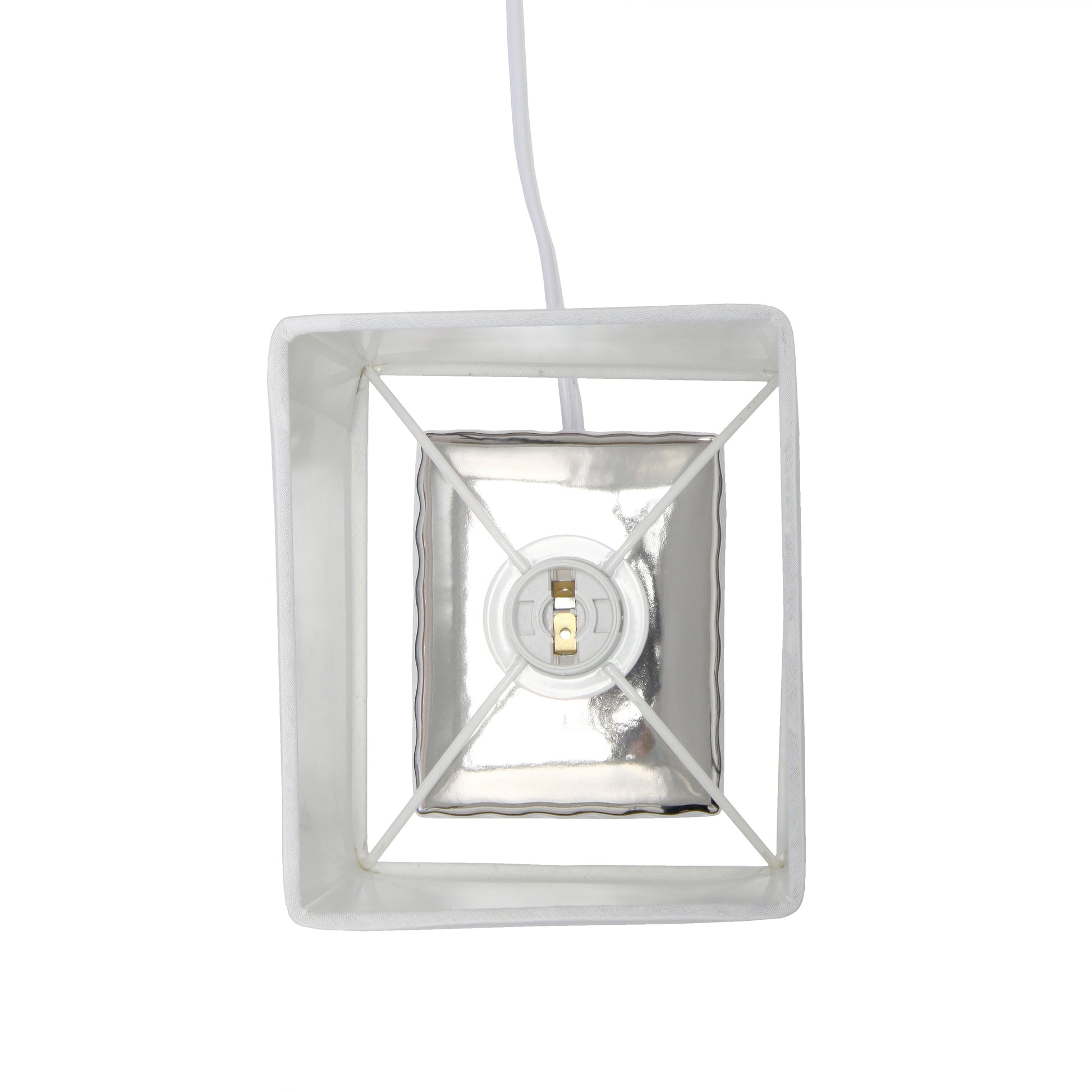 All The Rages Simple Designs 12" Hammered Metallic Chrome Square Table Lamp With Rectangular White Fabric Shade