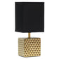 All The Rages Simple Designs 12" Hammered Metallic Gold Square Table Lamp With Rectangular Black Fabric Shade