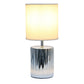 All The Rages Simple Designs 12" Ruffled Metallic Chrome Capsule Table Lamp With White Drum Fabric Shade