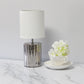 All The Rages Simple Designs 12" Ruffled Metallic Chrome Capsule Table Lamp With White Drum Fabric Shade