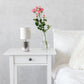 All The Rages Simple Designs 12" Ruffled Metallic Chrome Capsule Table Lamp With White Drum Fabric Shade