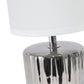 All The Rages Simple Designs 12" Ruffled Metallic Chrome Capsule Table Lamp With White Drum Fabric Shade