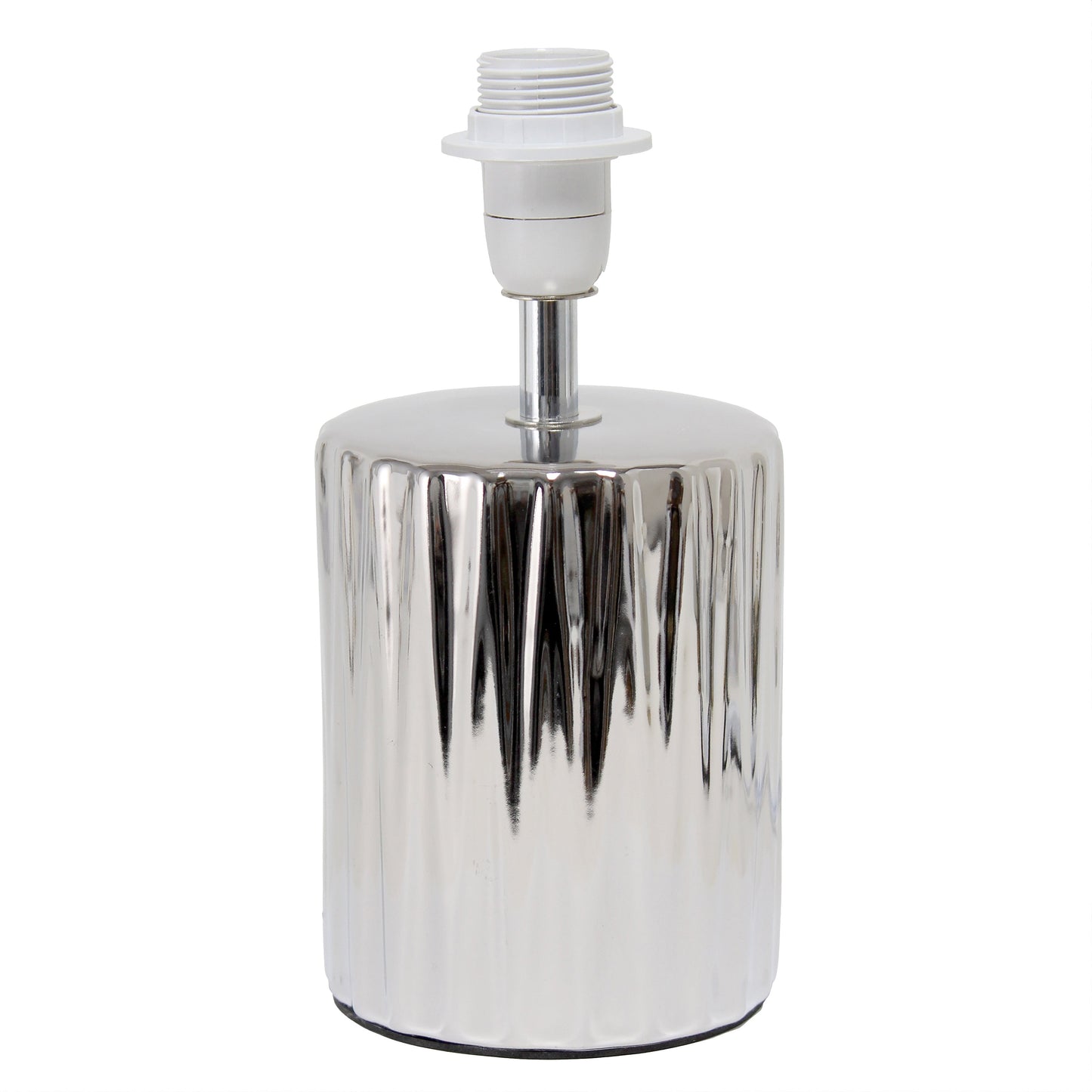 All The Rages Simple Designs 12" Ruffled Metallic Chrome Capsule Table Lamp With White Drum Fabric Shade
