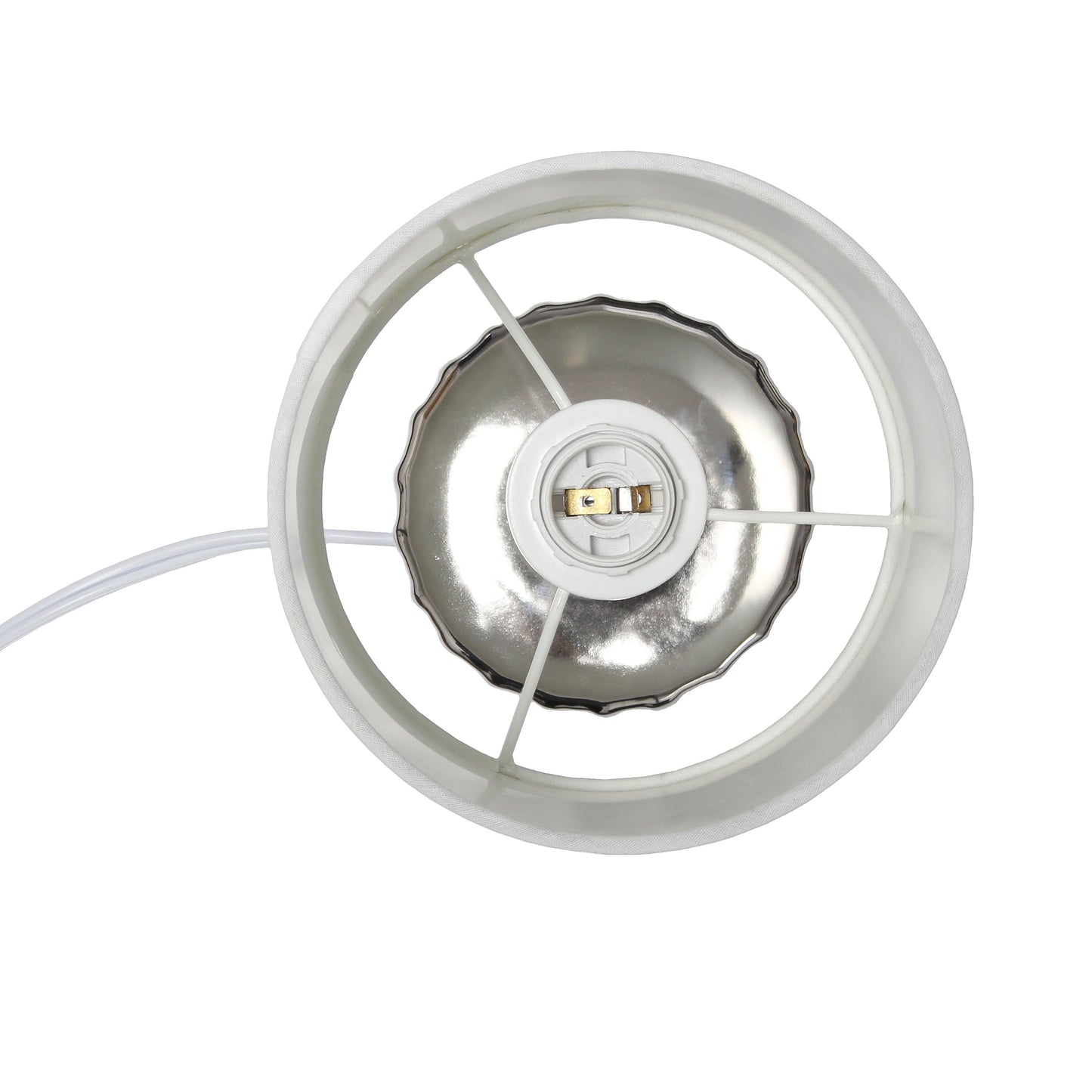 All The Rages Simple Designs 12" Ruffled Metallic Chrome Capsule Table Lamp With White Drum Fabric Shade