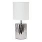 All The Rages Simple Designs 12" Ruffled Metallic Chrome Capsule Table Lamp With White Drum Fabric Shade