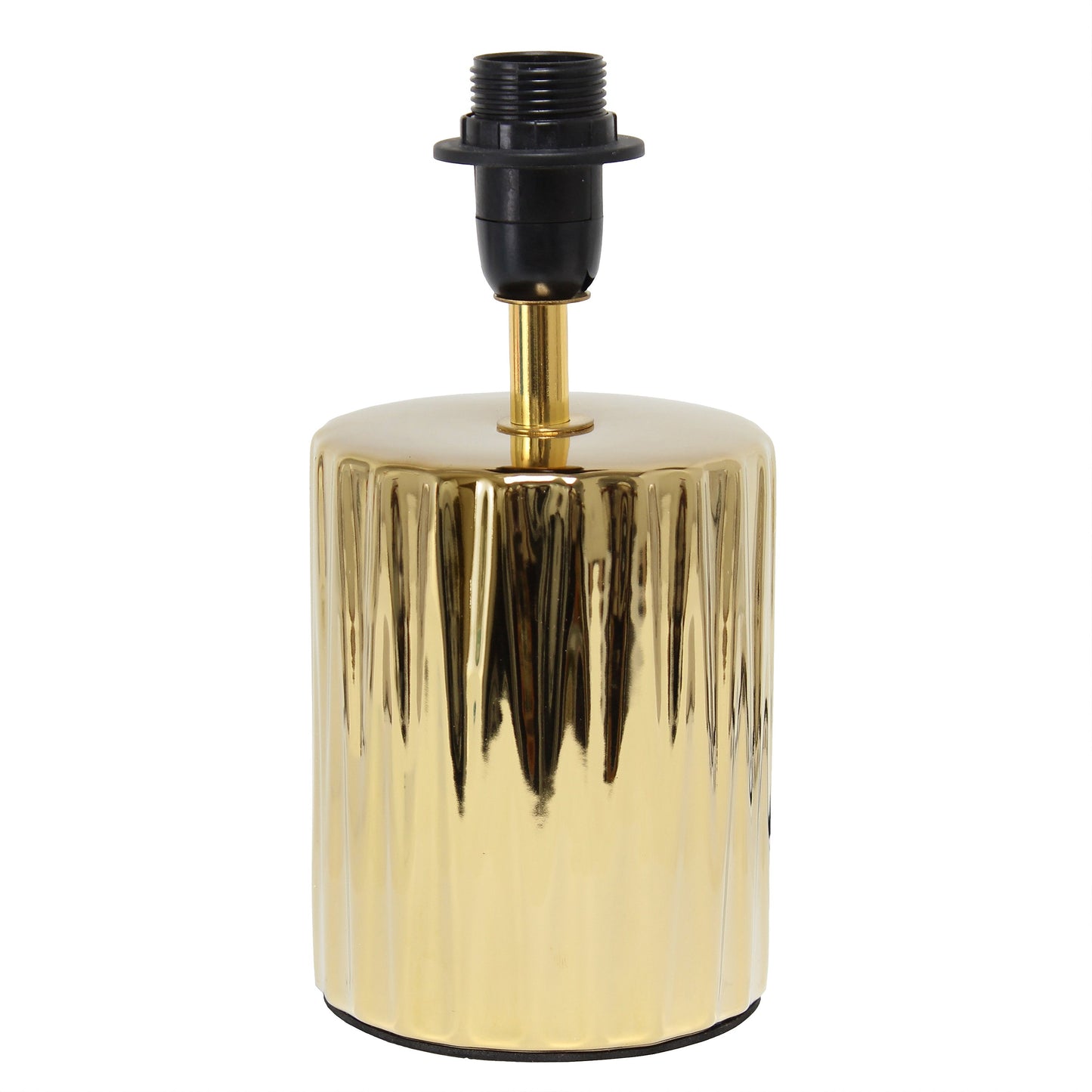 All The Rages Simple Designs 12" Ruffled Metallic Gold Capsule Table Lamp With Black Drum Fabric Shade