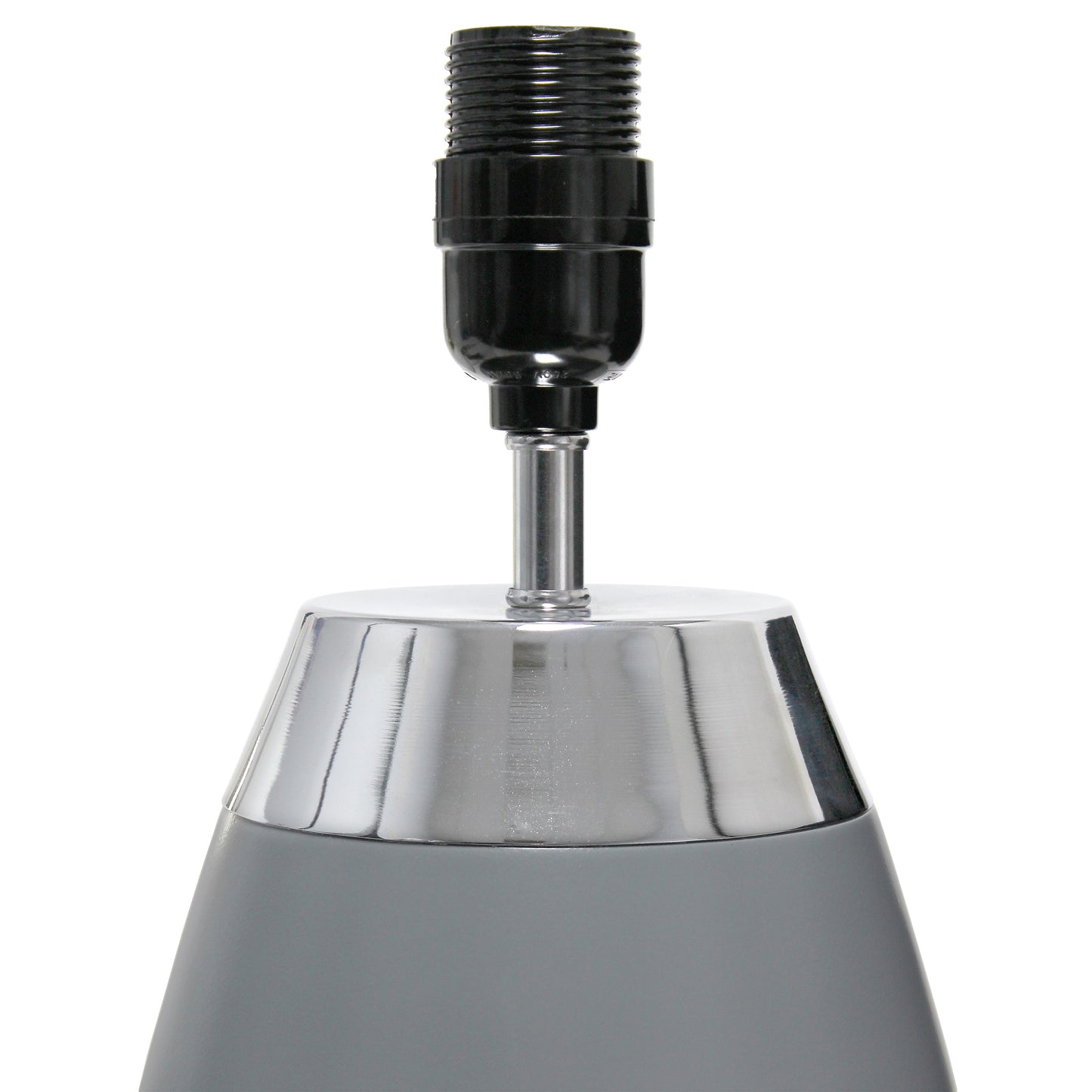 All The Rages Simple Designs 14" 2-Toned Metallic Chrome & Gray Metal 4-Settings Touch Table Lamp With White Fabric Drum Shade
