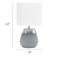 All The Rages Simple Designs 14" 2-Toned Metallic Chrome & Gray Metal 4-Settings Touch Table Lamp With White Fabric Drum Shade
