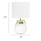 All The Rages Simple Designs 14" 2-Toned Metallic Gold & White Metal 4-Settings Touch Table Lamp With White Fabric Drum Shade
