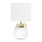 All The Rages Simple Designs 14" 2-Toned Metallic Gold & White Metal 4-Settings Touch Table Lamp With White Fabric Drum Shade
