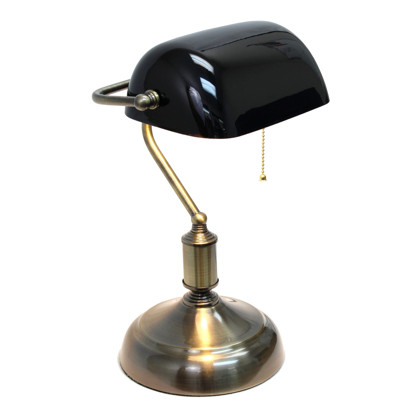 All The Rages Simple Designs Antique Nickel Executive Bankers Desk Lamp With Black Shade