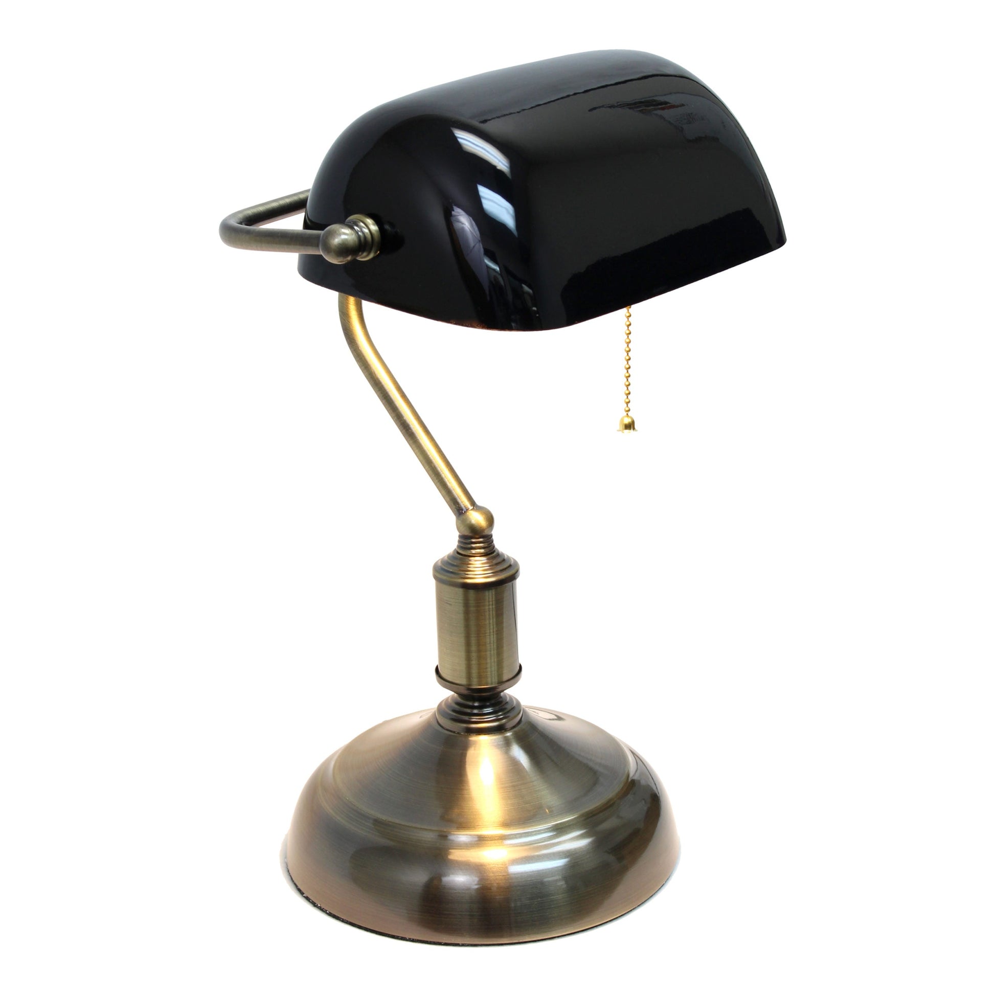 All The Rages Simple Designs Antique Nickel Executive Bankers Desk Lamp With Black Shade
