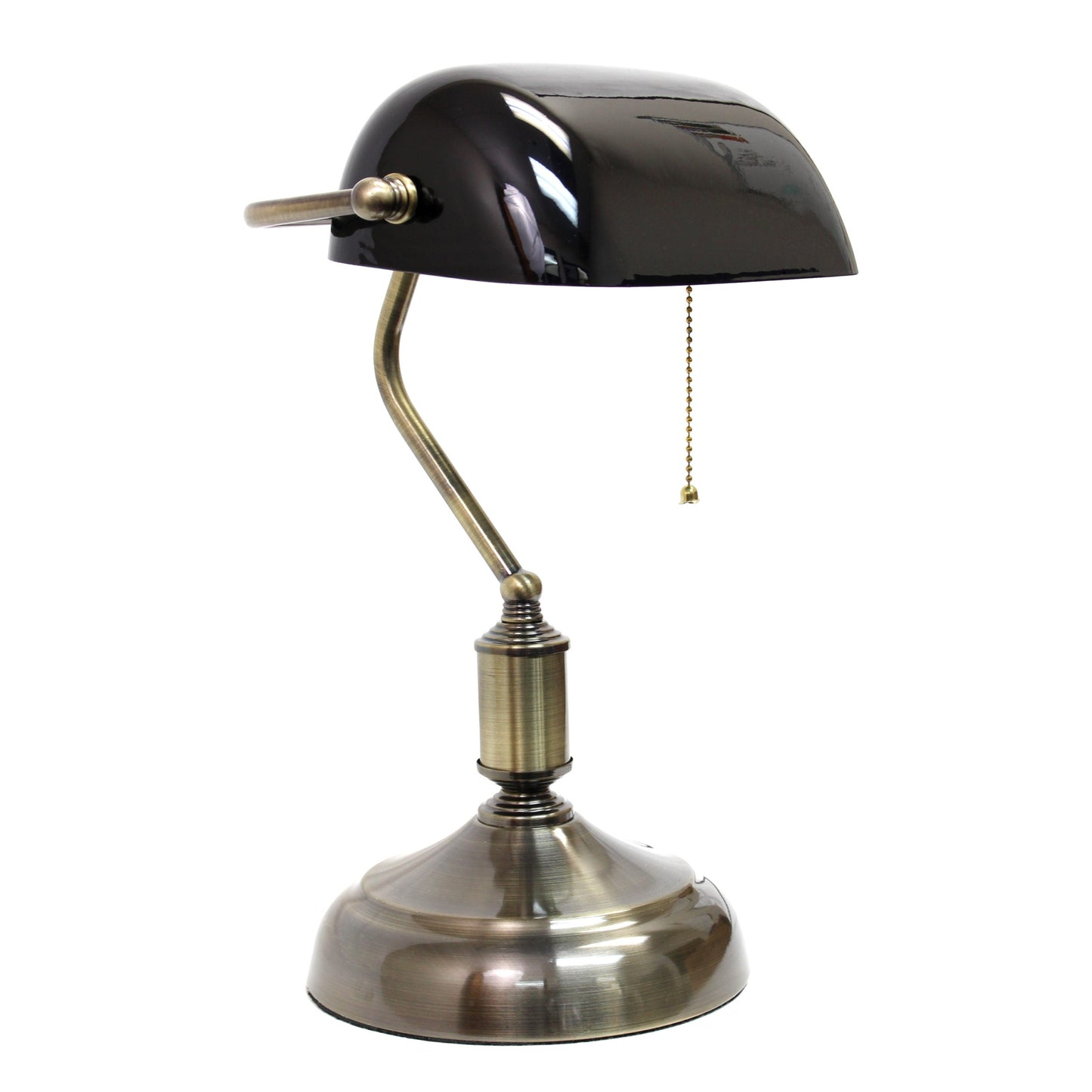 All The Rages Simple Designs Antique Nickel Executive Bankers Desk Lamp With Black Shade
