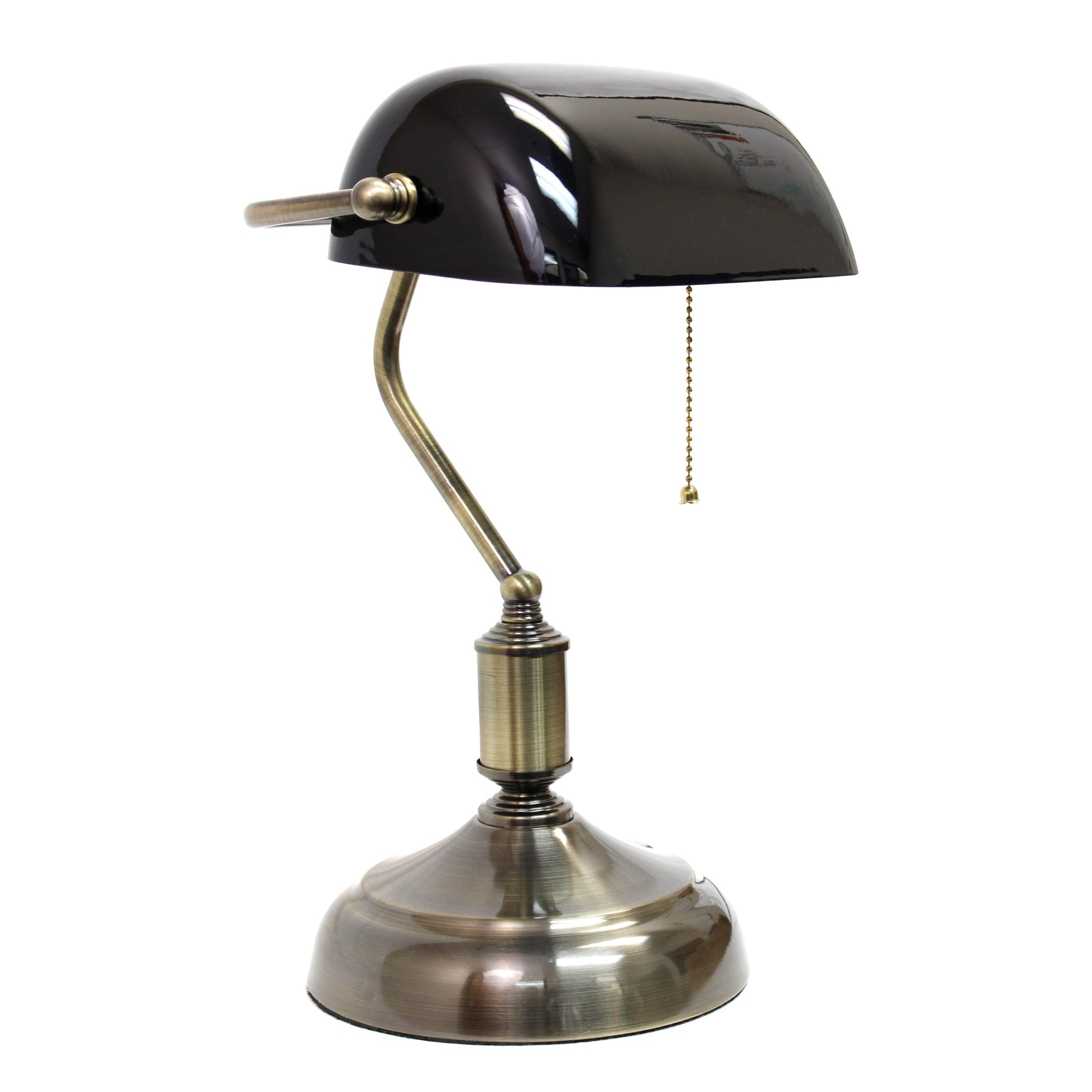 All The Rages Simple Designs Antique Nickel Executive Bankers Desk Lamp With Black Shade