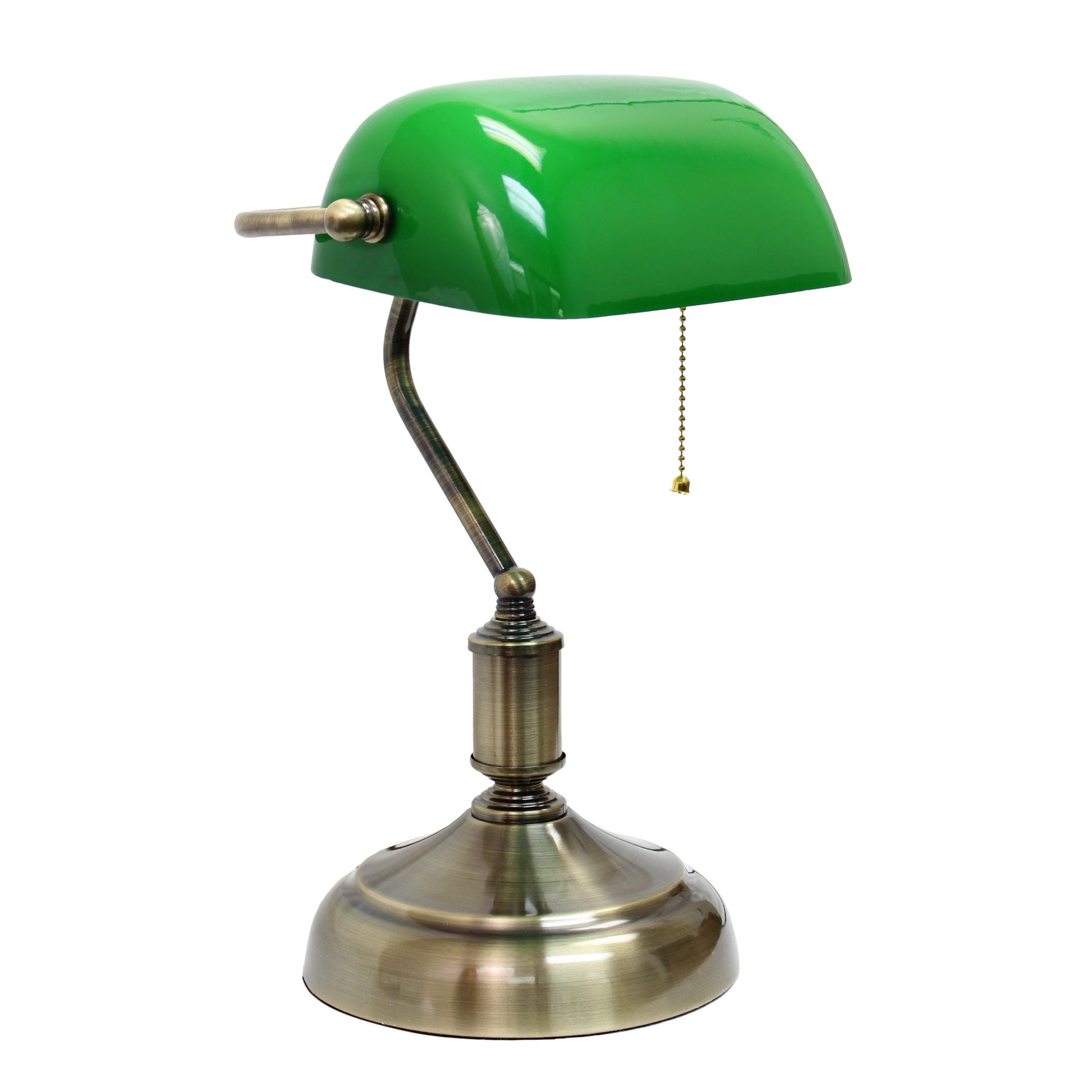 All The Rages Simple Designs Antique Nickel Executive Bankers Desk Lamp With Green Shade
