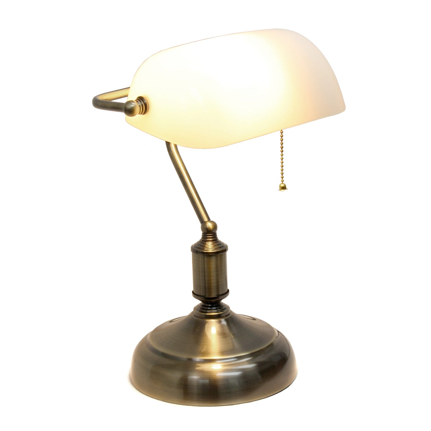 All The Rages Simple Designs Antique Nickel Executive Bankers Desk Lamp With White Shade