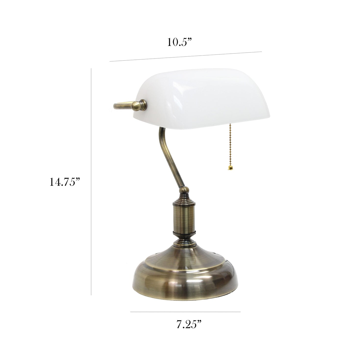 All The Rages Simple Designs Antique Nickel Executive Bankers Desk Lamp With White Shade