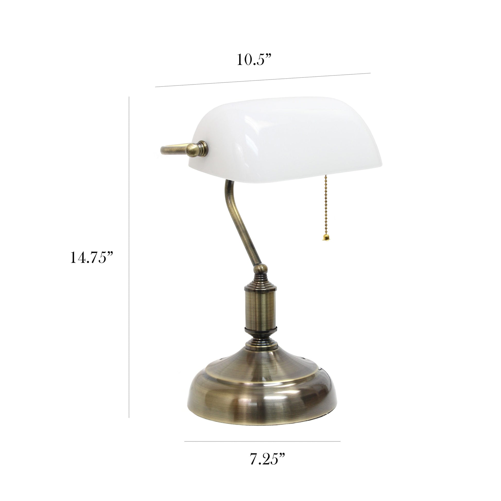 All The Rages Simple Designs Antique Nickel Executive Bankers Desk Lamp With White Shade
