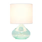 All The Rages Simple Designs Aqua Glass Raindrop Table Lamp With White Fabric Shade