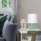 All The Rages Simple Designs Aqua Glass Raindrop Table Lamp With White Fabric Shade