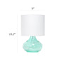 All The Rages Simple Designs Aqua Glass Raindrop Table Lamp With White Fabric Shade