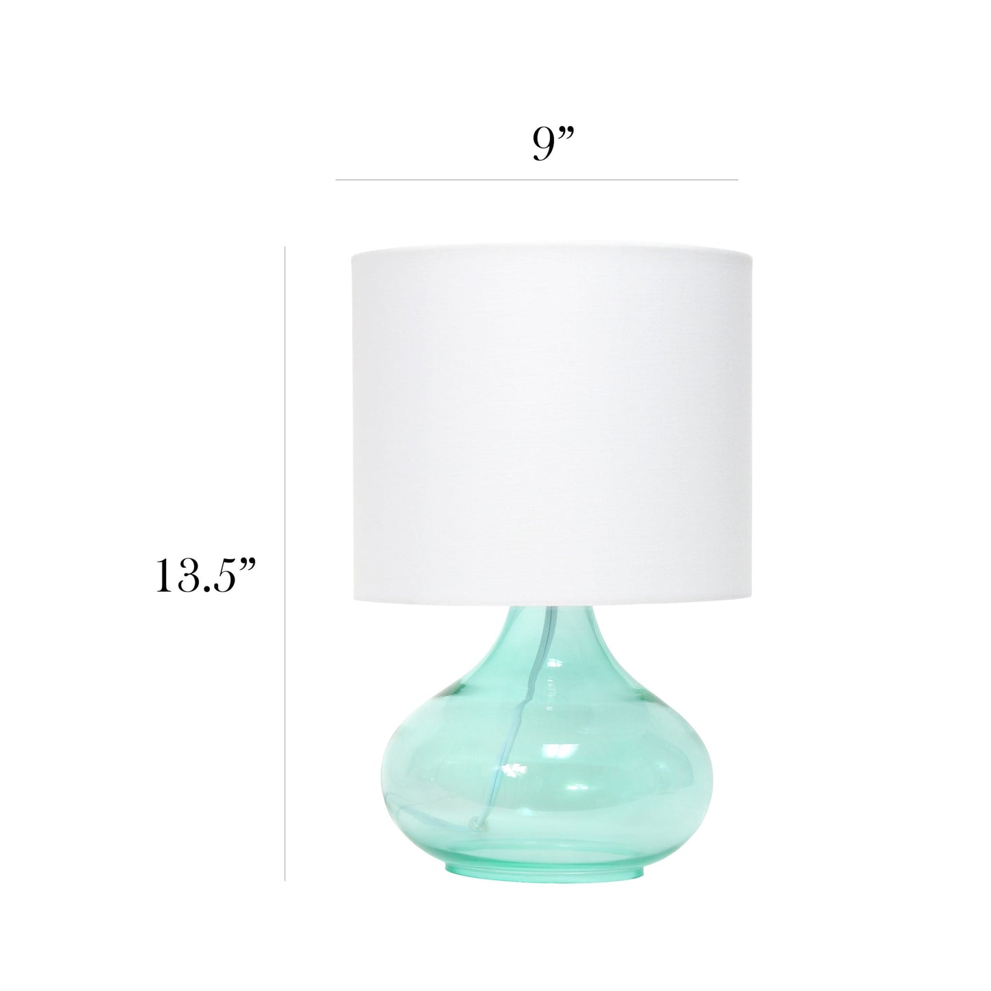 All The Rages Simple Designs Aqua Glass Raindrop Table Lamp With White Fabric Shade