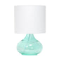 All The Rages Simple Designs Aqua Glass Raindrop Table Lamp With White Fabric Shade