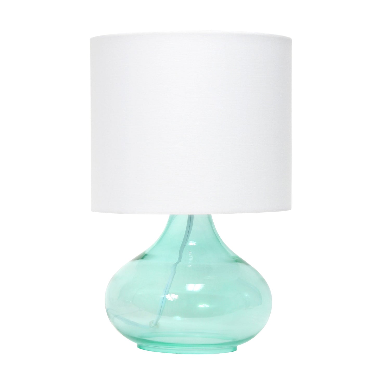 All The Rages Simple Designs Aqua Glass Raindrop Table Lamp With White Fabric Shade
