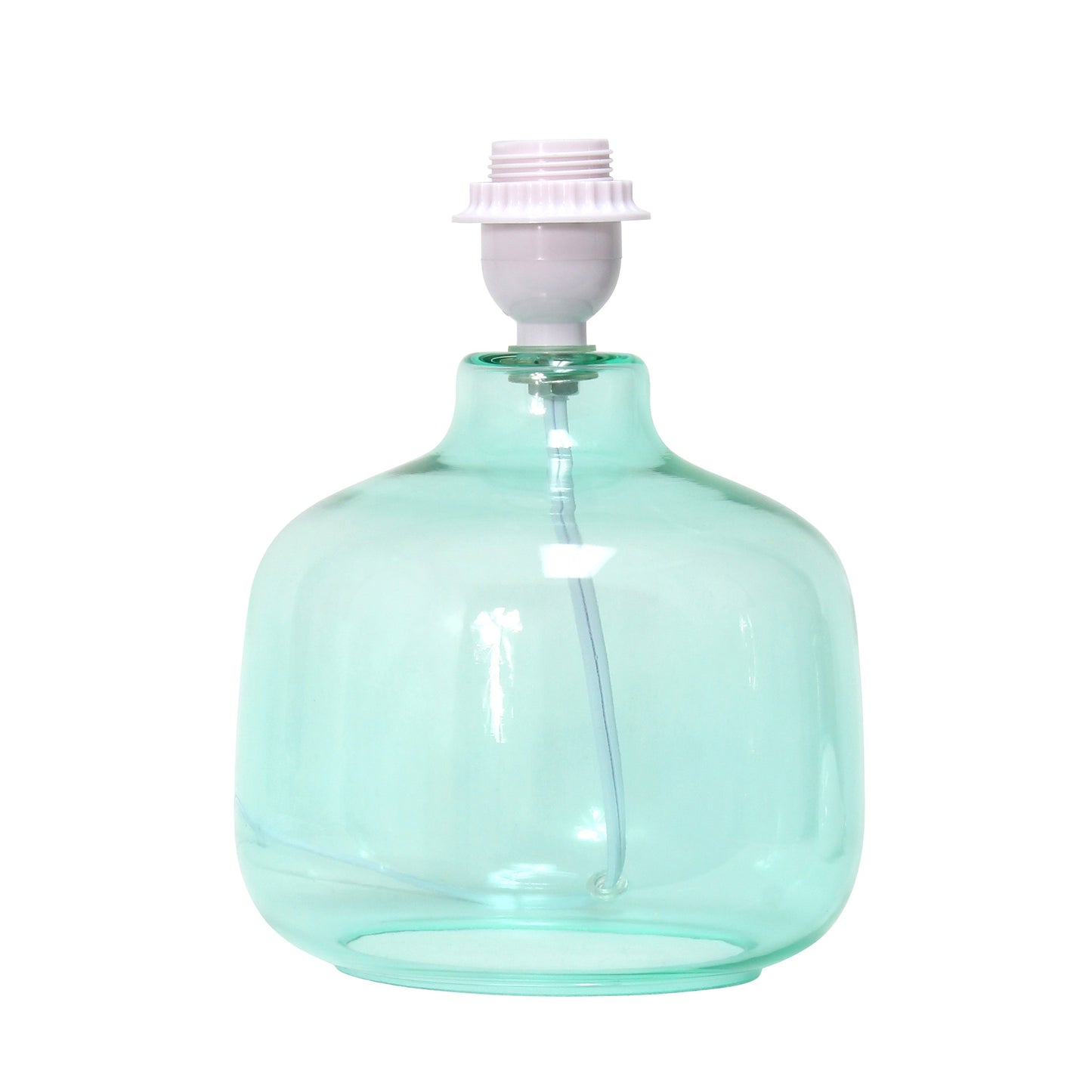 All The Rages Simple Designs Aqua Glass Table Lamp With White Fabric Shade