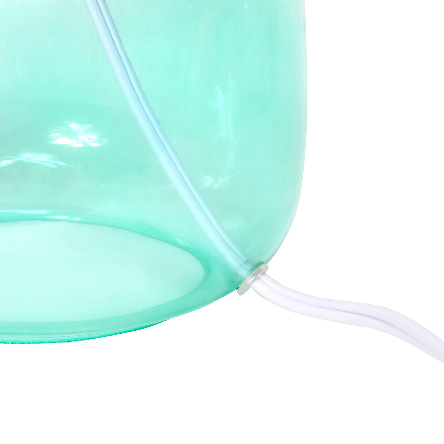 All The Rages Simple Designs Aqua Glass Table Lamp With White Fabric Shade