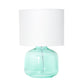 All The Rages Simple Designs Aqua Glass Table Lamp With White Fabric Shade