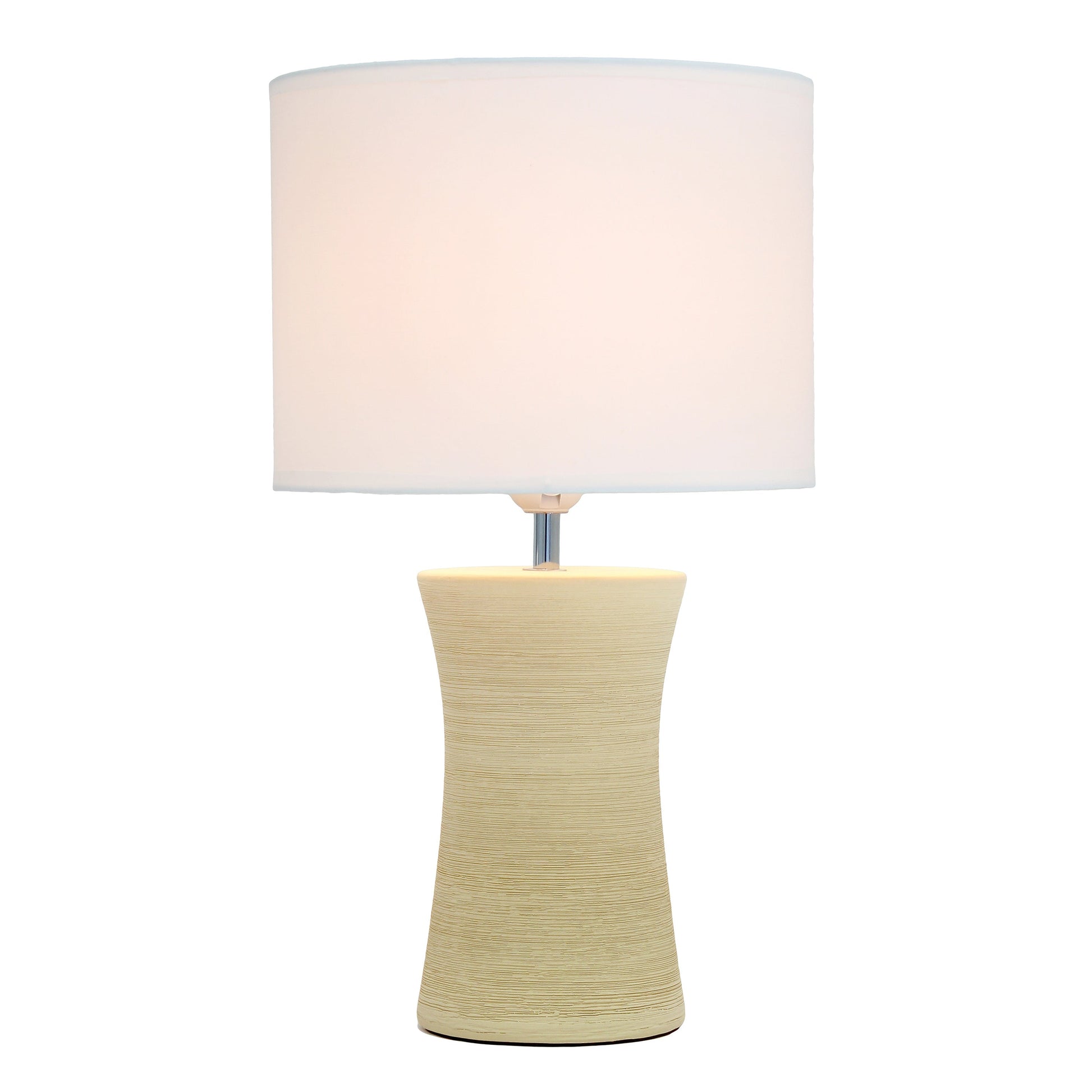 All The Rages Simple Designs Beige Ceramic Hourglass Table Lamp