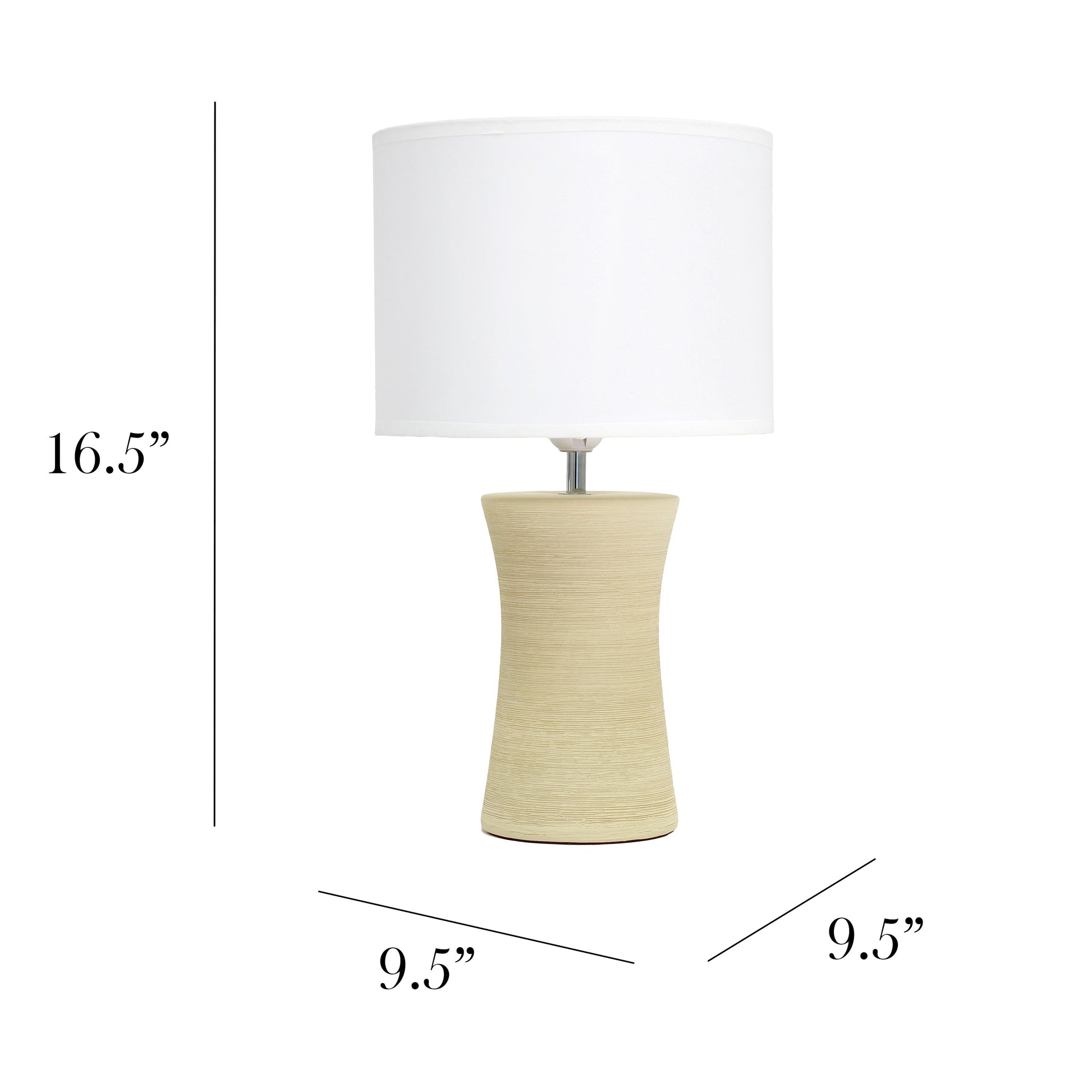 All The Rages Simple Designs Beige Ceramic Hourglass Table Lamp