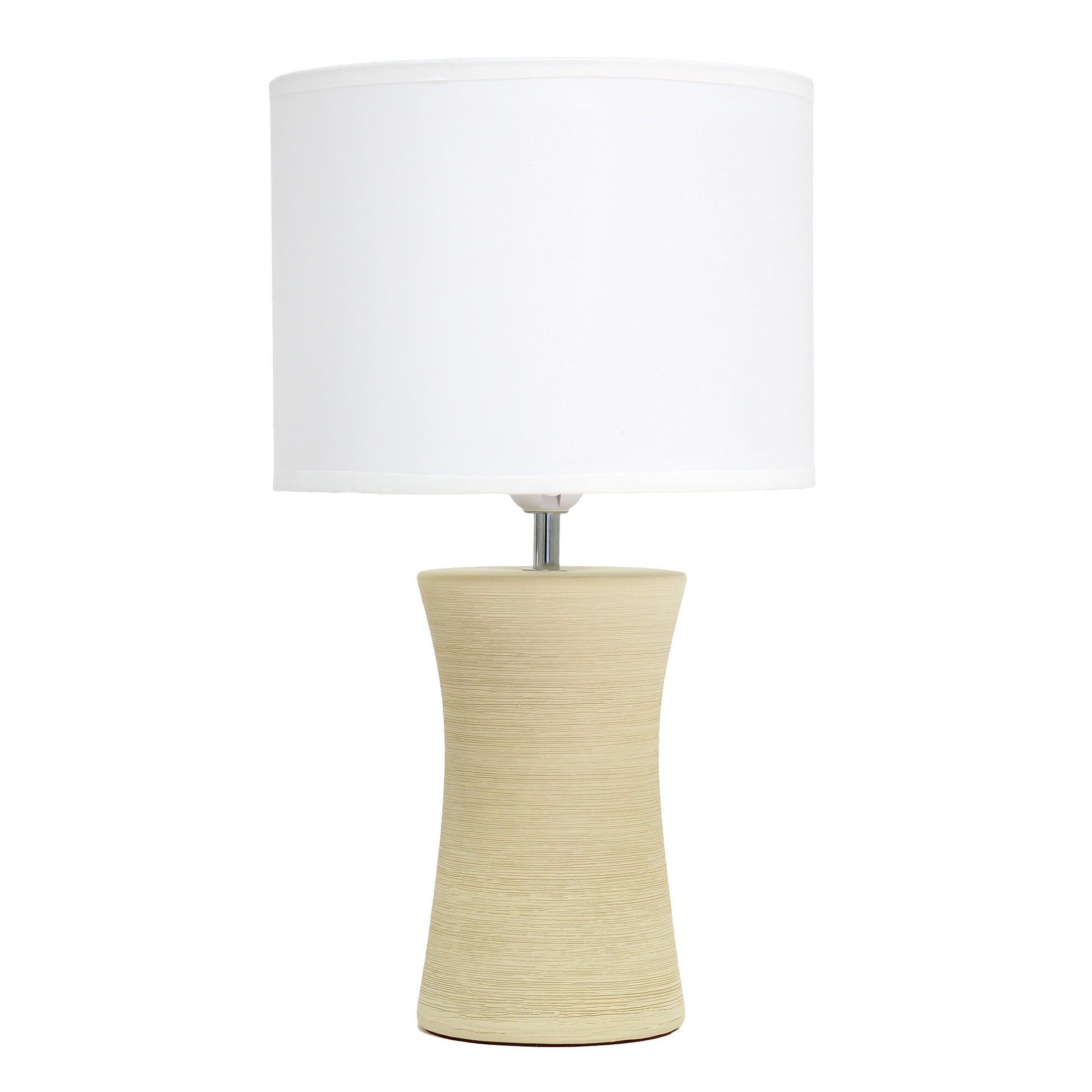 All The Rages Simple Designs Beige Ceramic Hourglass Table Lamp