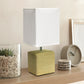 All The Rages Simple Designs Beige Petite Faux Stone Table Lamp With White Fabric Shade