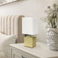 All The Rages Simple Designs Beige Petite Faux Stone Table Lamp With White Fabric Shade