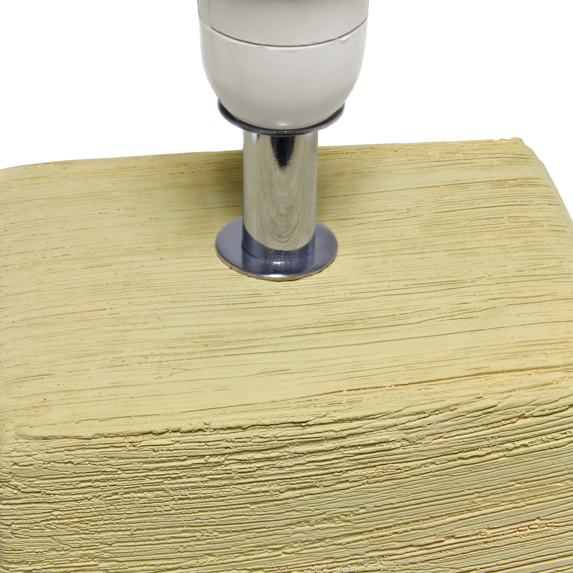 All The Rages Simple Designs Beige Petite Faux Stone Table Lamp With White Fabric Shade