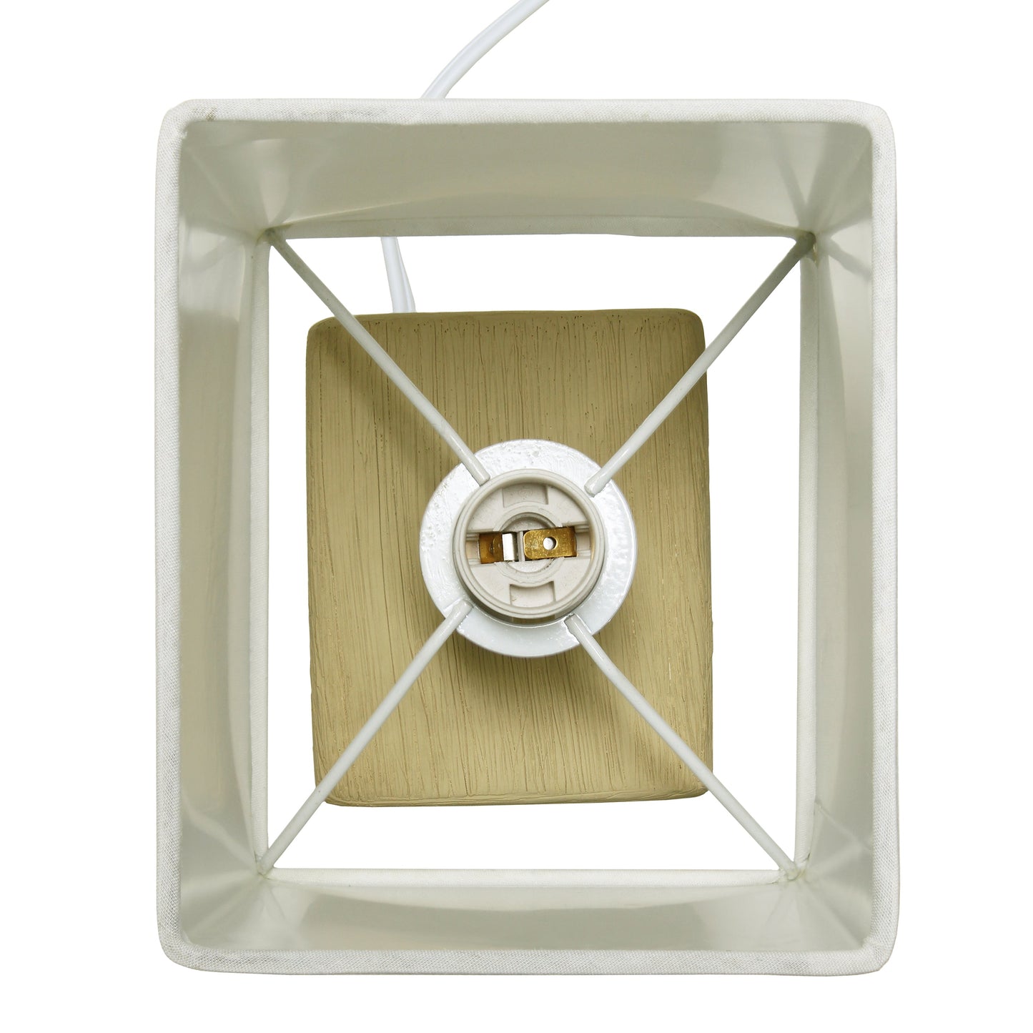 All The Rages Simple Designs Beige Petite Faux Stone Table Lamp With White Fabric Shade