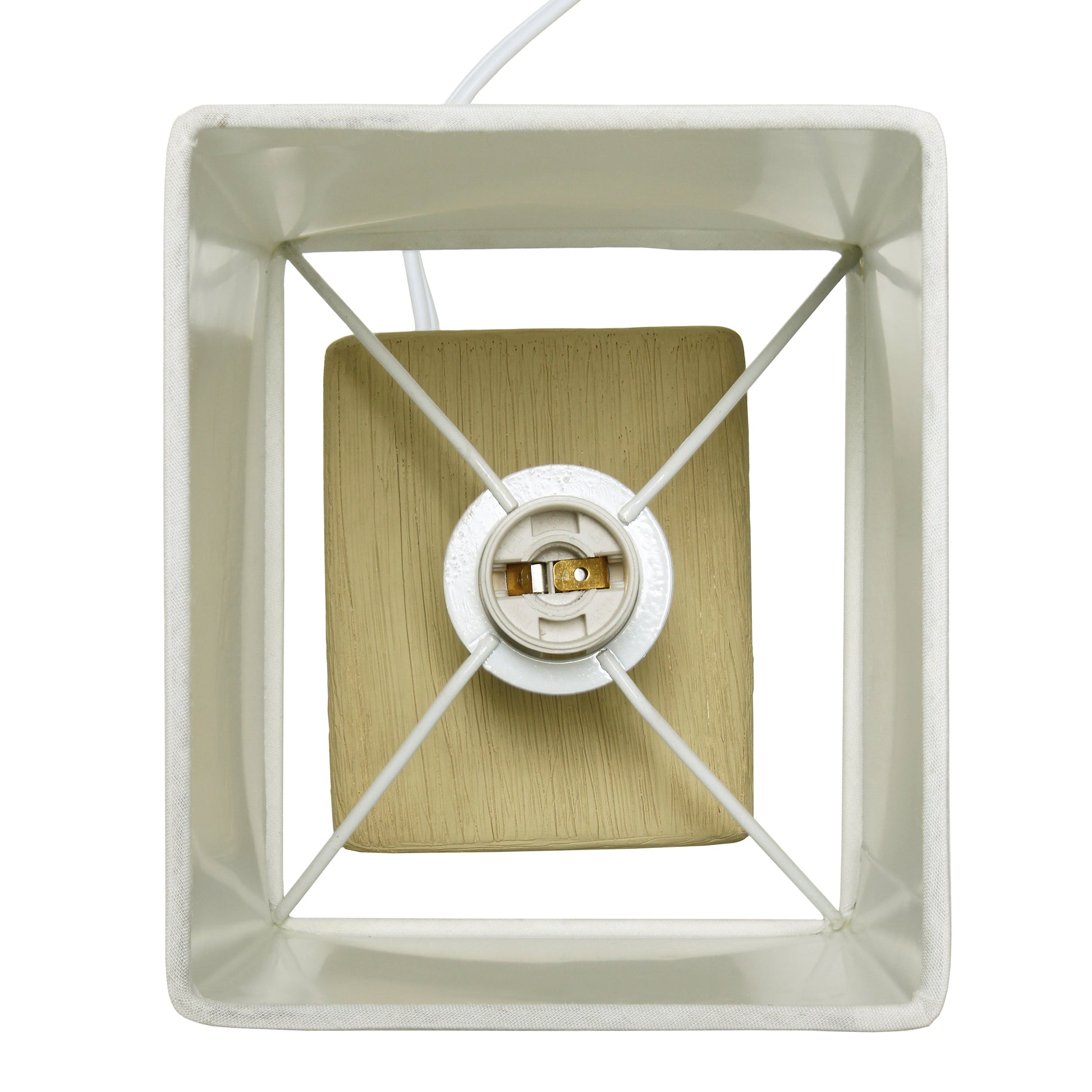 All The Rages Simple Designs Beige Petite Faux Stone Table Lamp With White Fabric Shade
